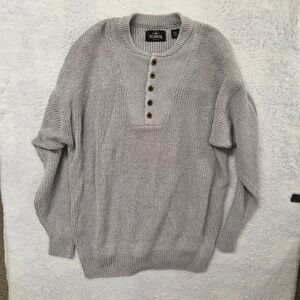 RedHead Mens Gray Henley Sweater 2XLT Long Sleeve Ribbed Knit Button Front